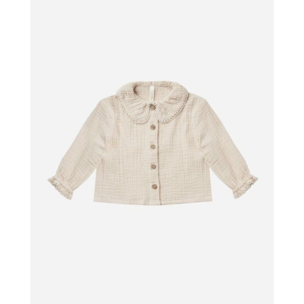 NWT! Rylee + Cru Stone Oversized Collar Blouse, Size 6-12M